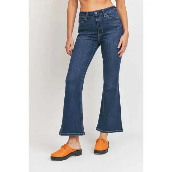 High Rise Jeans Petite Classic Flare Dark Denim - Picture 5 of 13
